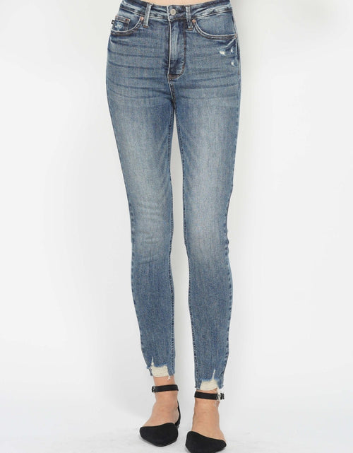 Load image into Gallery viewer, Judy Blue Full Size Tummy Control Vintage Wash Hem Destroy Skinny Jeans
