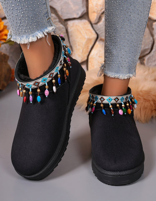 Load image into Gallery viewer, Thermal Faux Fur Beaded Platform Boots
