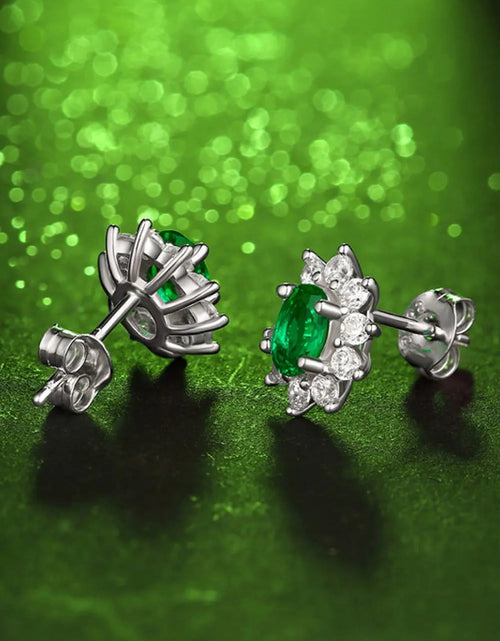 Load image into Gallery viewer, 1 Carat Lab-Grown Emerald Stud Earrings 2668south
