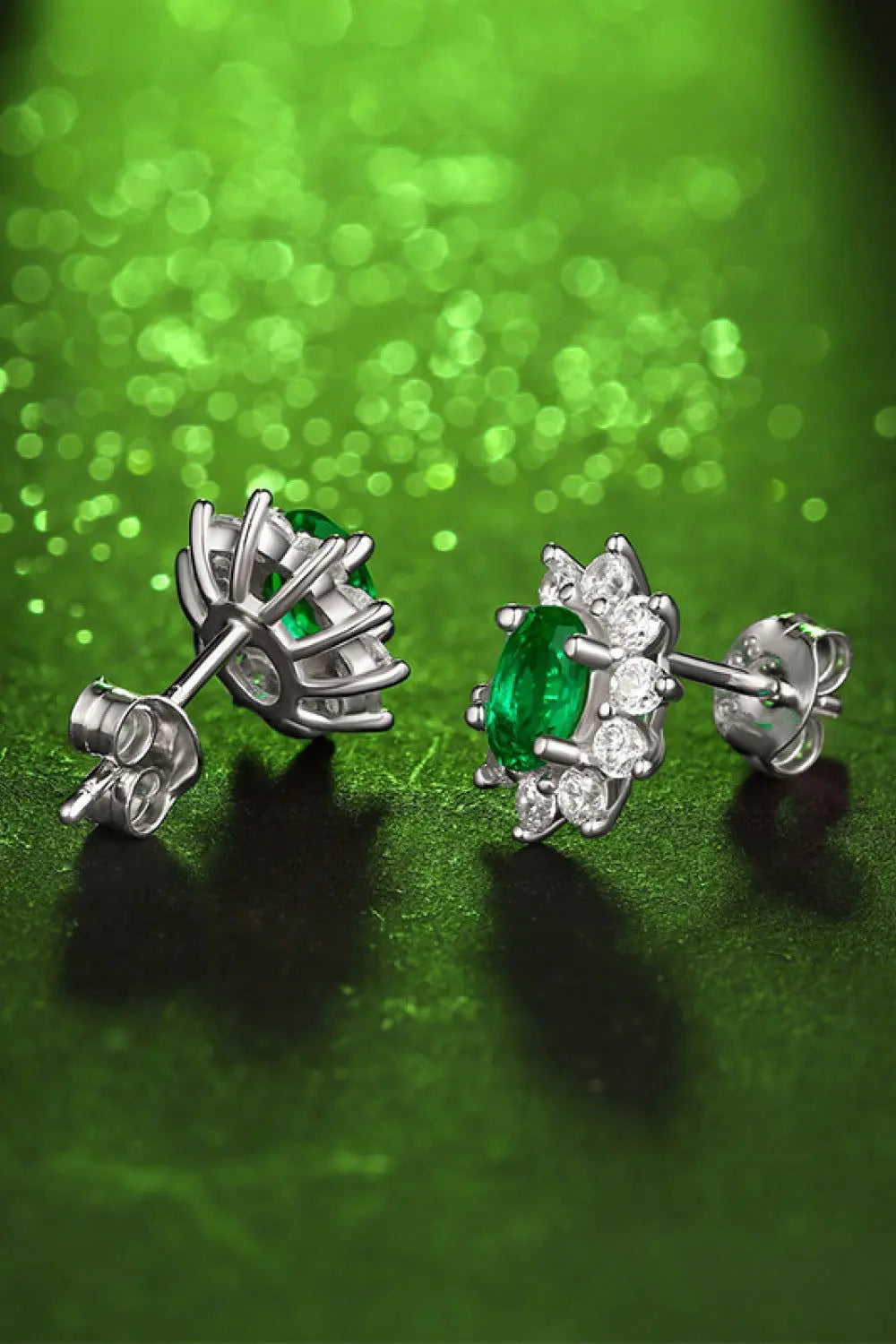 1 Carat Lab-Grown Emerald Stud Earrings 2668south