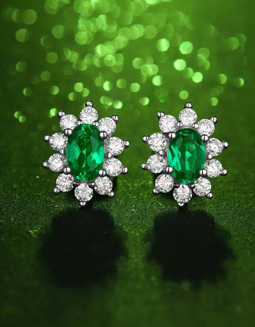 Load image into Gallery viewer, 1 Carat Lab-Grown Emerald Stud Earrings 2668south
