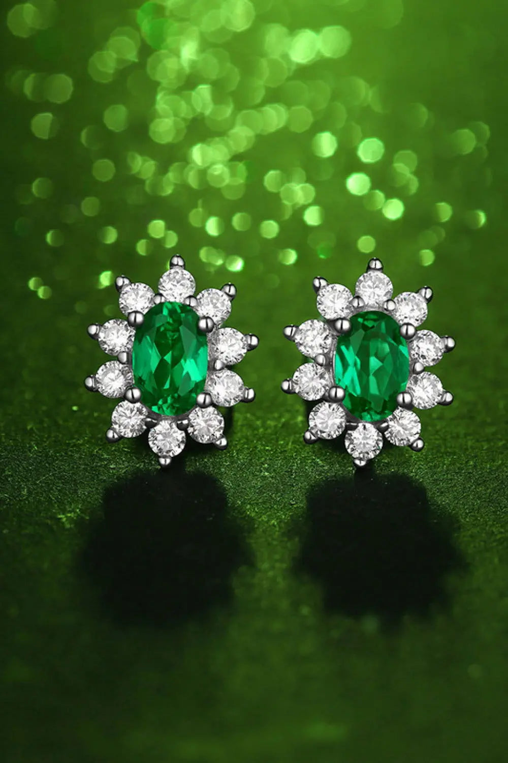 1 Carat Lab-Grown Emerald Stud Earrings 2668south