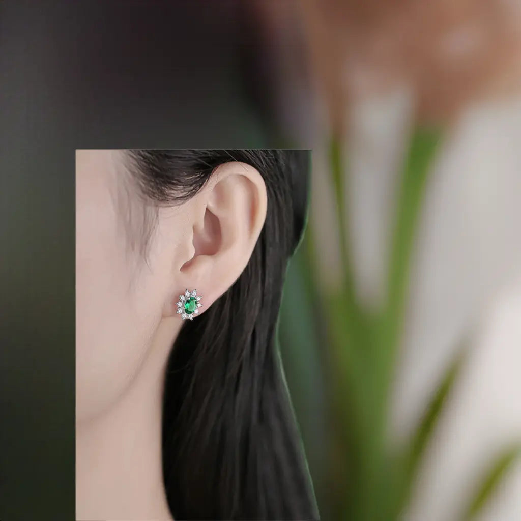 1 Carat Lab-Grown Emerald Stud Earrings 2668south