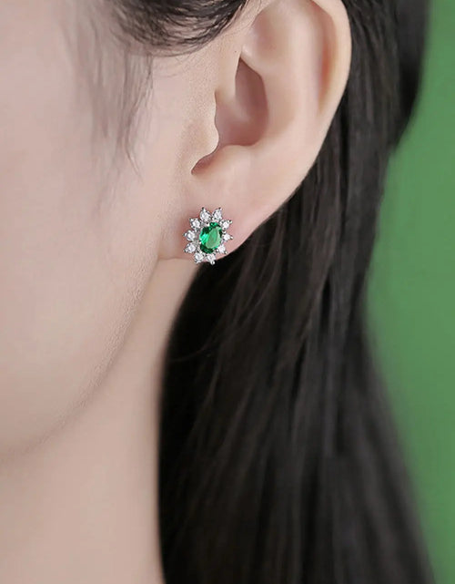 Load image into Gallery viewer, 1 Carat Lab-Grown Emerald Stud Earrings 2668south
