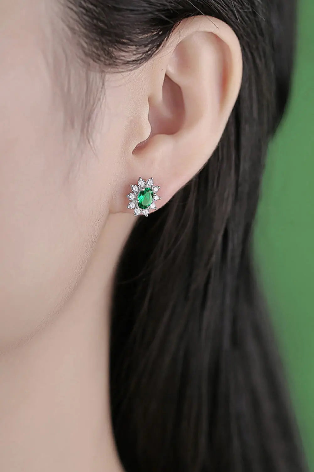 1 Carat Lab-Grown Emerald Stud Earrings 2668south