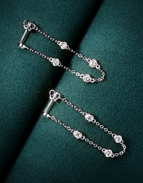 Load image into Gallery viewer, 1 Carat Moissanite 925 Sterling Silver Chain Earrings 2668south
