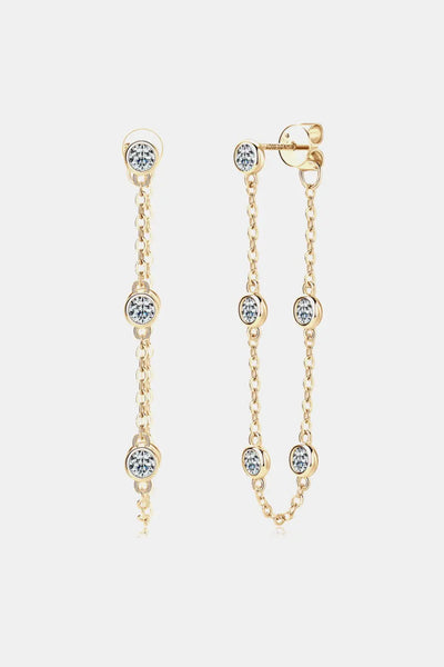 1 Carat Moissanite 925 Sterling Silver Chain Earrings 2668south