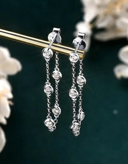 Load image into Gallery viewer, 1 Carat Moissanite 925 Sterling Silver Chain Earrings 2668south
