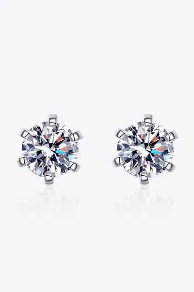 1 Carat Moissanite Rhodium-Plated Stud Earrings 2668south