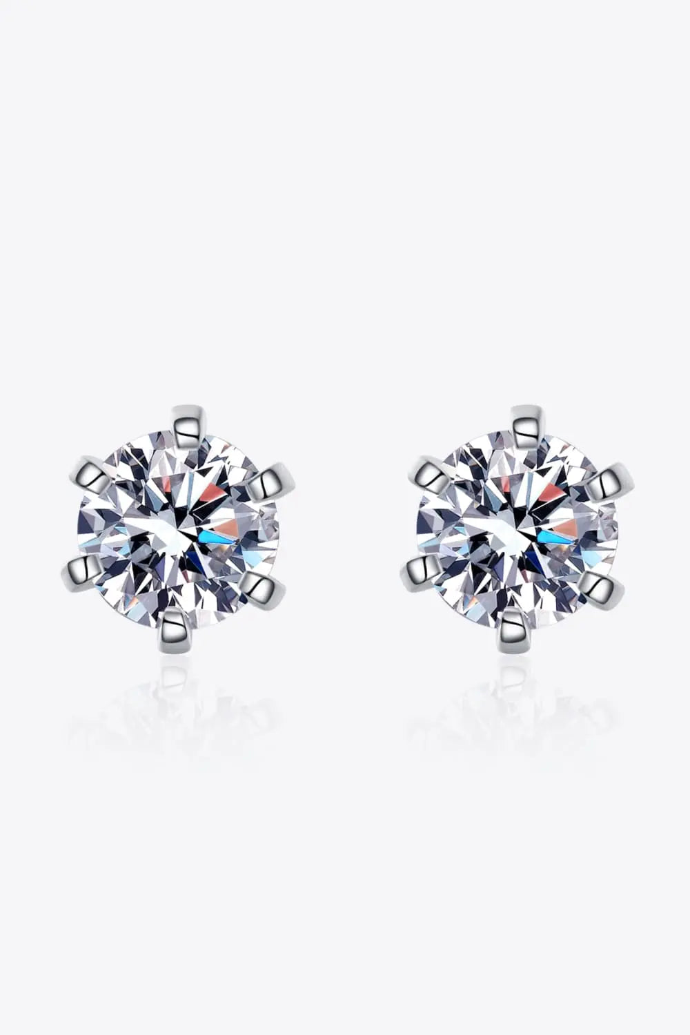 1 Carat Moissanite Rhodium-Plated Stud Earrings 2668south