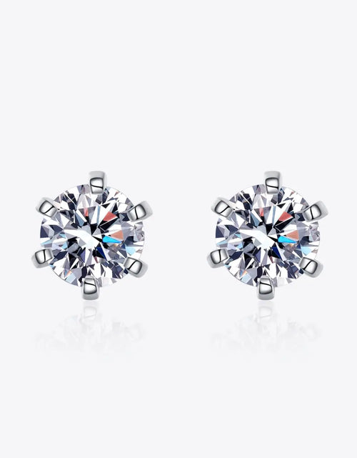 Load image into Gallery viewer, 1 Carat Moissanite Rhodium-Plated Stud Earrings 2668south
