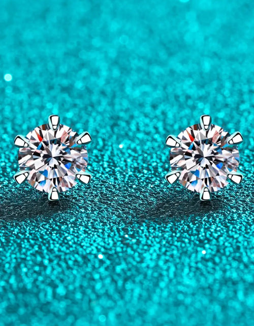 Load image into Gallery viewer, 1 Carat Moissanite Rhodium-Plated Stud Earrings 2668south
