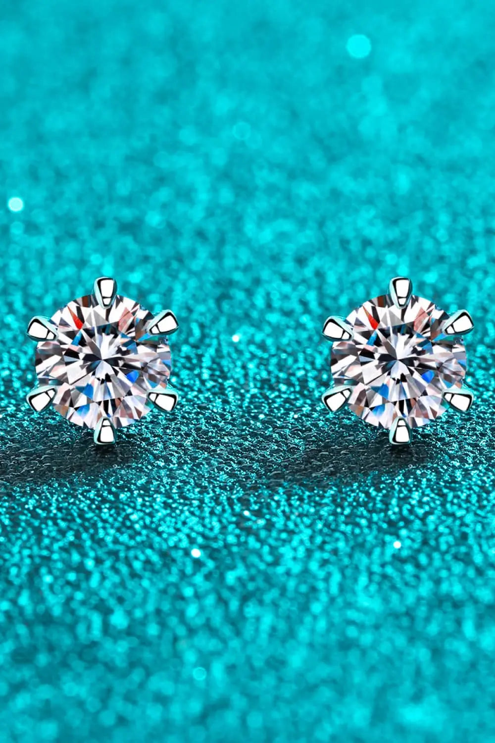 1 Carat Moissanite Rhodium-Plated Stud Earrings 2668south