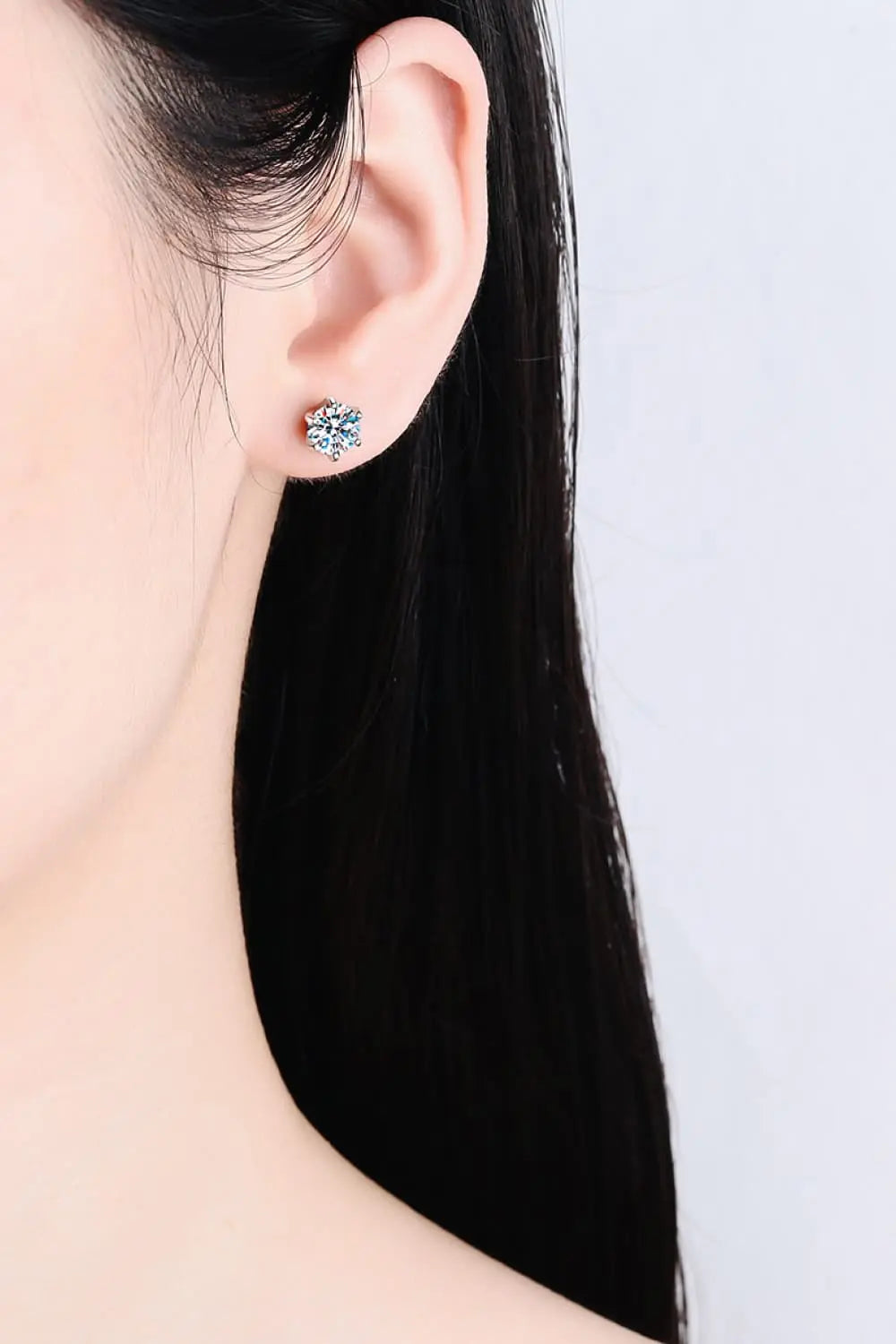 1 Carat Moissanite Rhodium-Plated Stud Earrings 2668south