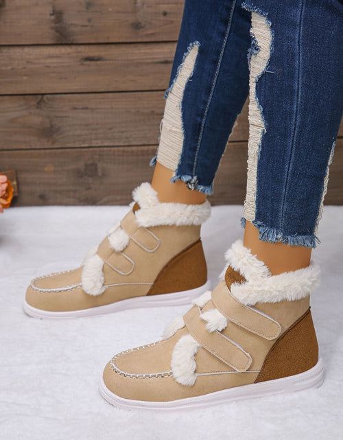 Load image into Gallery viewer, Faux Fur Round Toe Flat Boots
