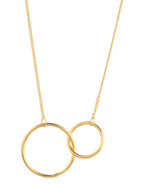 Load image into Gallery viewer, 14K Gold Plated Two Circle Interlocking Pendant Necklace
