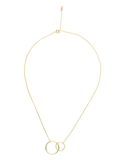 Load image into Gallery viewer, 14K Gold Plated Two Circle Interlocking Pendant Necklace
