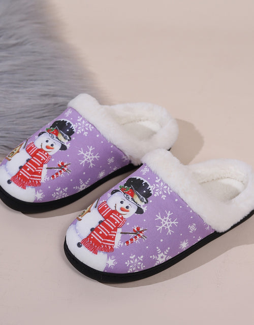 Load image into Gallery viewer, Snowman Round Toe Faux Fur Slippers
