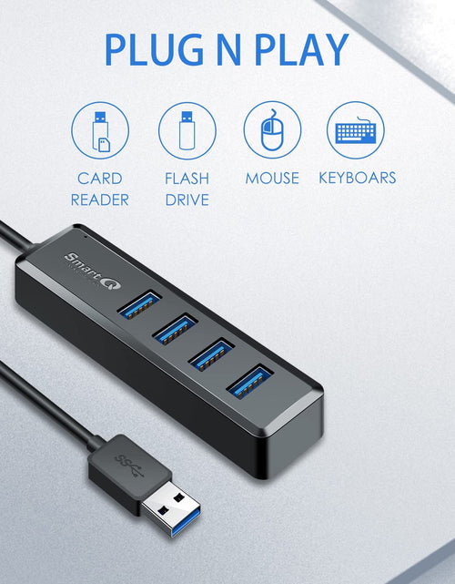 Load image into Gallery viewer, H302S USB 3.0 Hub for Laptop with 2Ft Long Cable, Multi Port Expander, Fast Data Transfer USB Splitter Compatible with Windows PC, Mac, Printer, Mobile HDD
