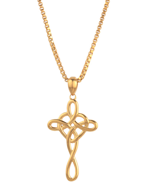 Load image into Gallery viewer, 14K Gold Plated Infinity Cross Pendant Necklace 2668south
