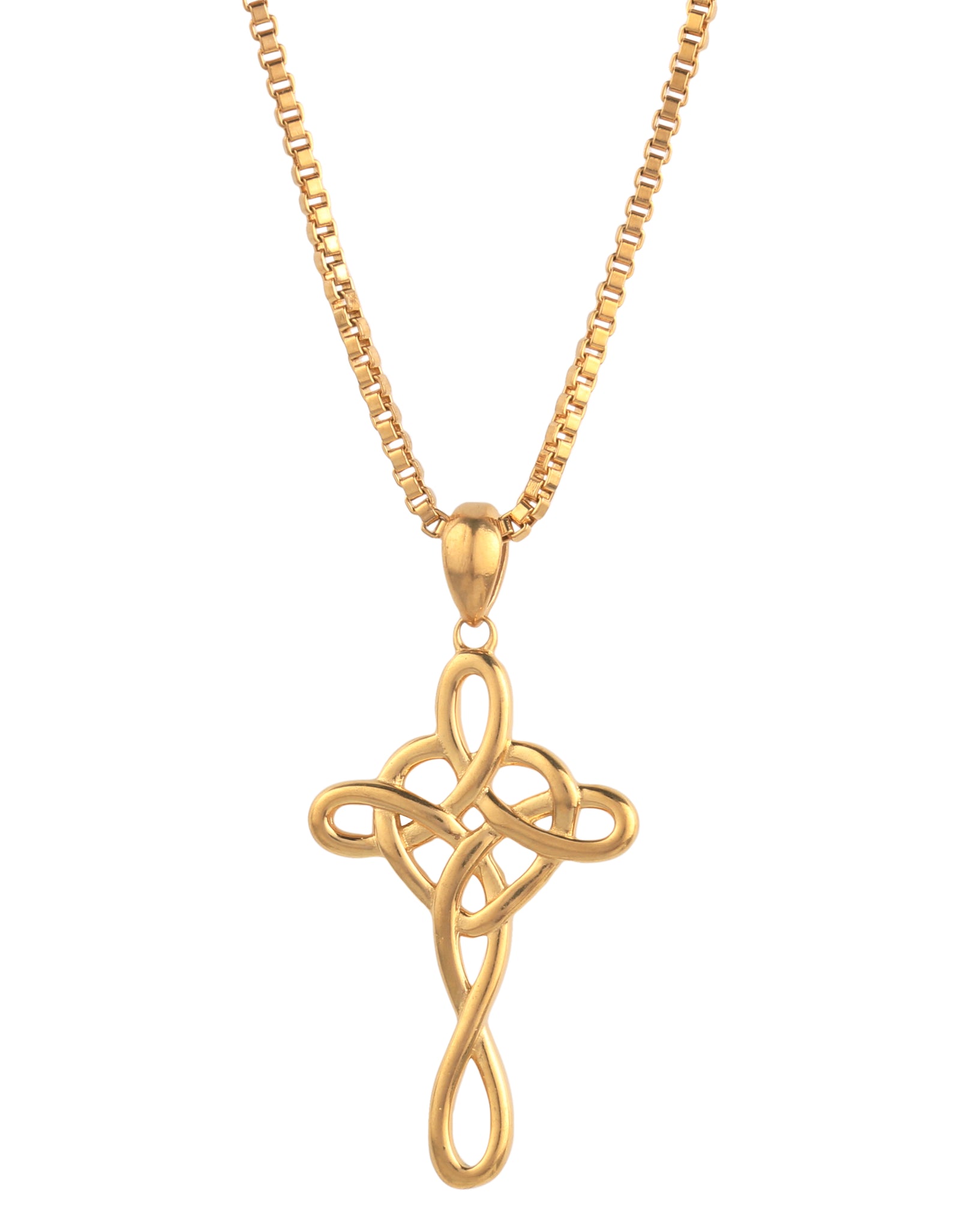 14K Gold Plated Infinity Cross Pendant Necklace 2668south