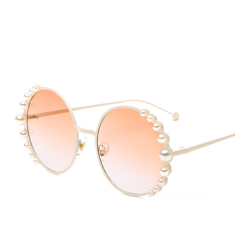 Round frame pearl sunglasses ladies sunglasses