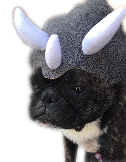 Load image into Gallery viewer, Pet Triceratops Dog Dinosaur Hat Pet Cat Dog Hat Pet Transformation Cap Pet Headgear Costume
