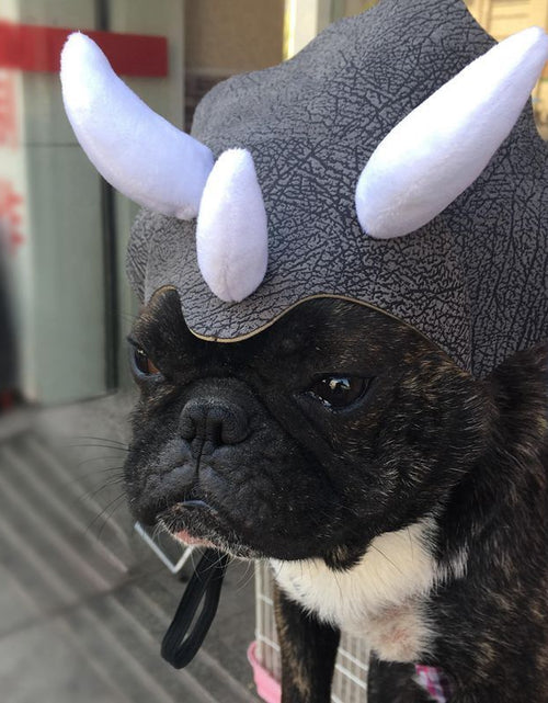 Load image into Gallery viewer, Pet Triceratops Dog Dinosaur Hat Pet Cat Dog Hat Pet Transformation Cap Pet Headgear Costume
