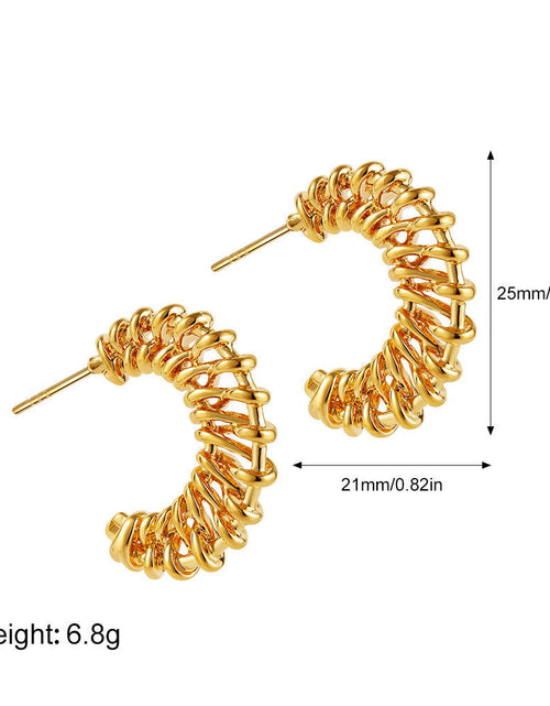 Load image into Gallery viewer, 18K Gold Woven Crescent Stud Earrings For Women 2668south
