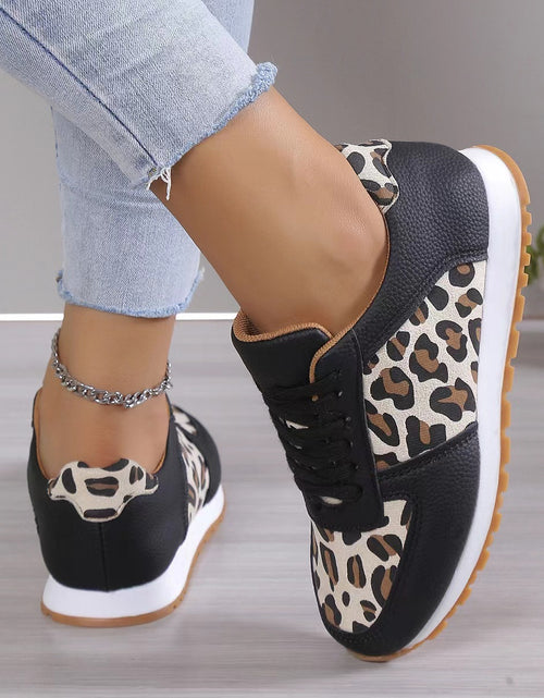 Load image into Gallery viewer, Fashoin Leopard Print Lace-up Sports Shoes For Women Sneakers Casual Running Walking Flat Shoes
