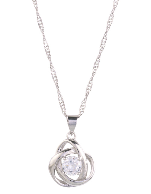 Load image into Gallery viewer, Round Knot Pendant Necklace with Cubic Zirconia
