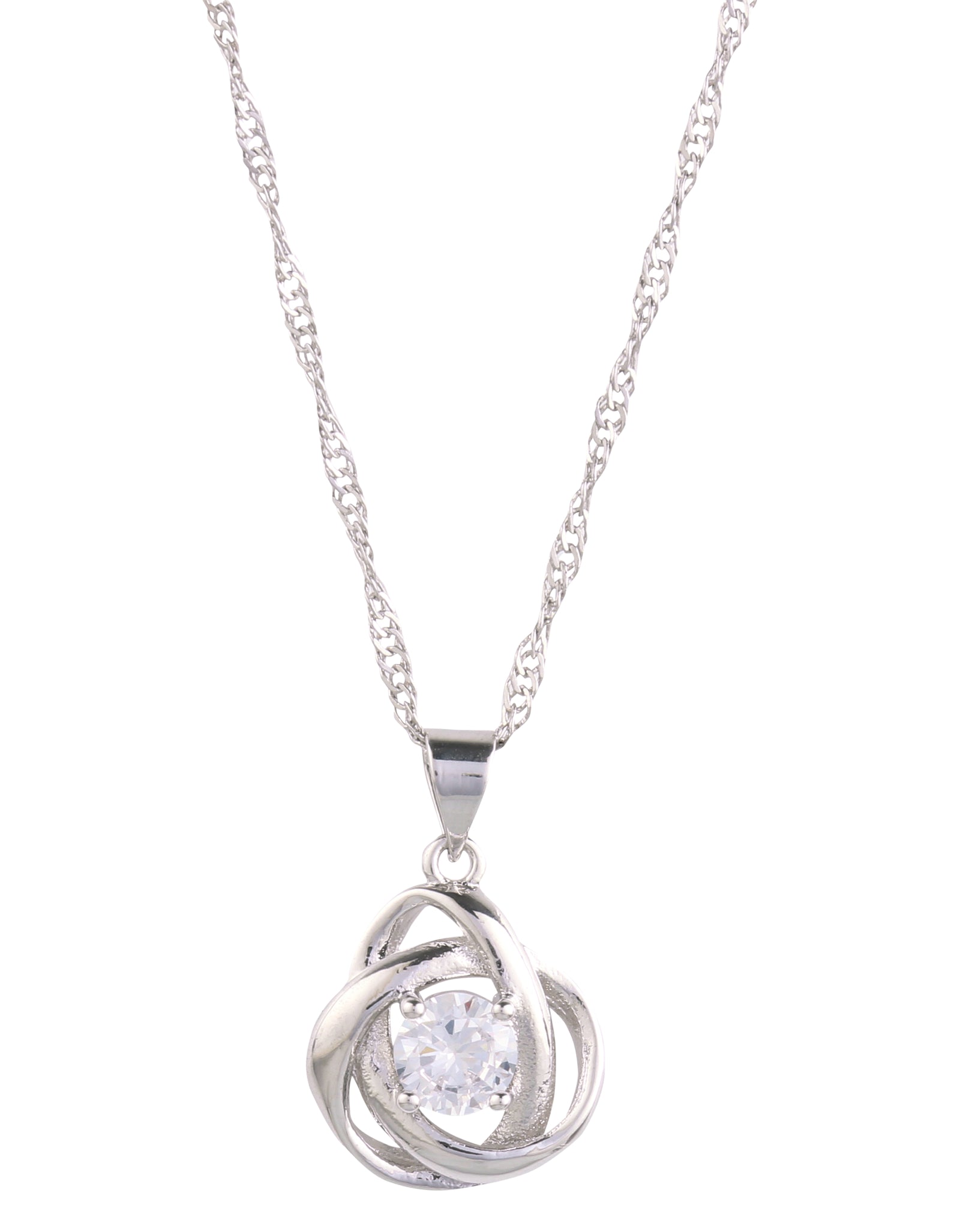 Round Knot Pendant Necklace with Cubic Zirconia