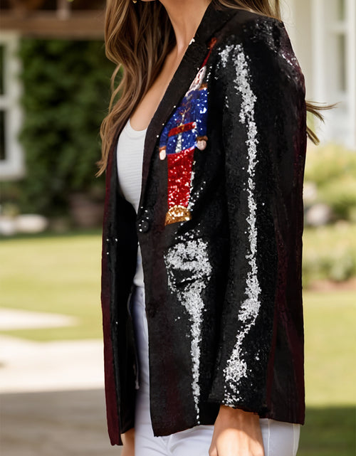 Load image into Gallery viewer, Sequin Nutcracker Long Sleeve Blazer
