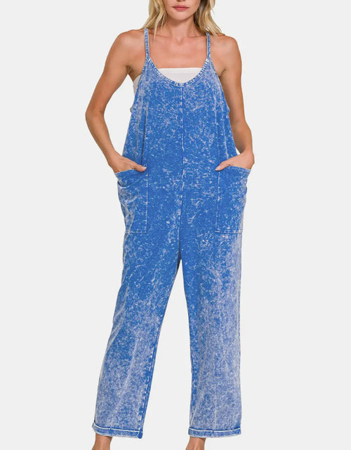 Load image into Gallery viewer, Zenana Washed Spaghetti Straps Overalls with Pockets Trendsi
