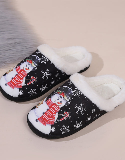 Load image into Gallery viewer, Snowman Round Toe Faux Fur Slippers
