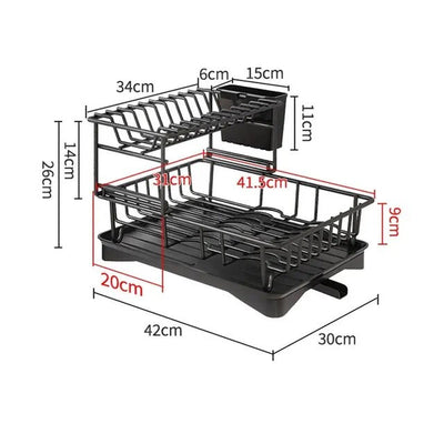 2 Tier Dish Bowl Drainer Storage Rack Kitchen Dish Drying Rack with Drain Basket Countertop Dinnerware Organizer Drainboard 2668south