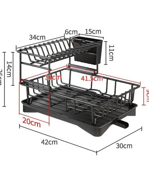 Load image into Gallery viewer, 2 Tier Dish Bowl Drainer Storage Rack Kitchen Dish Drying Rack with Drain Basket Countertop Dinnerware Organizer Drainboard 2668south
