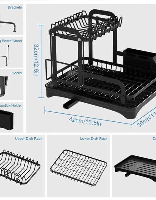 Load image into Gallery viewer, 2 Tier Dish Bowl Drainer Storage Rack Kitchen Dish Drying Rack with Drain Basket Countertop Dinnerware Organizer Drainboard 2668south
