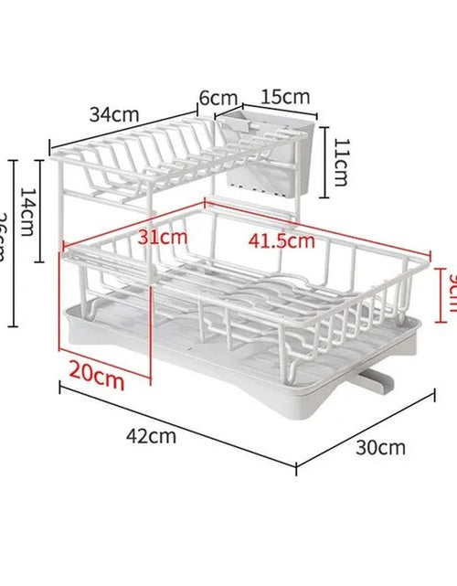 Load image into Gallery viewer, 2 Tier Dish Bowl Drainer Storage Rack Kitchen Dish Drying Rack with Drain Basket Countertop Dinnerware Organizer Drainboard 2668south
