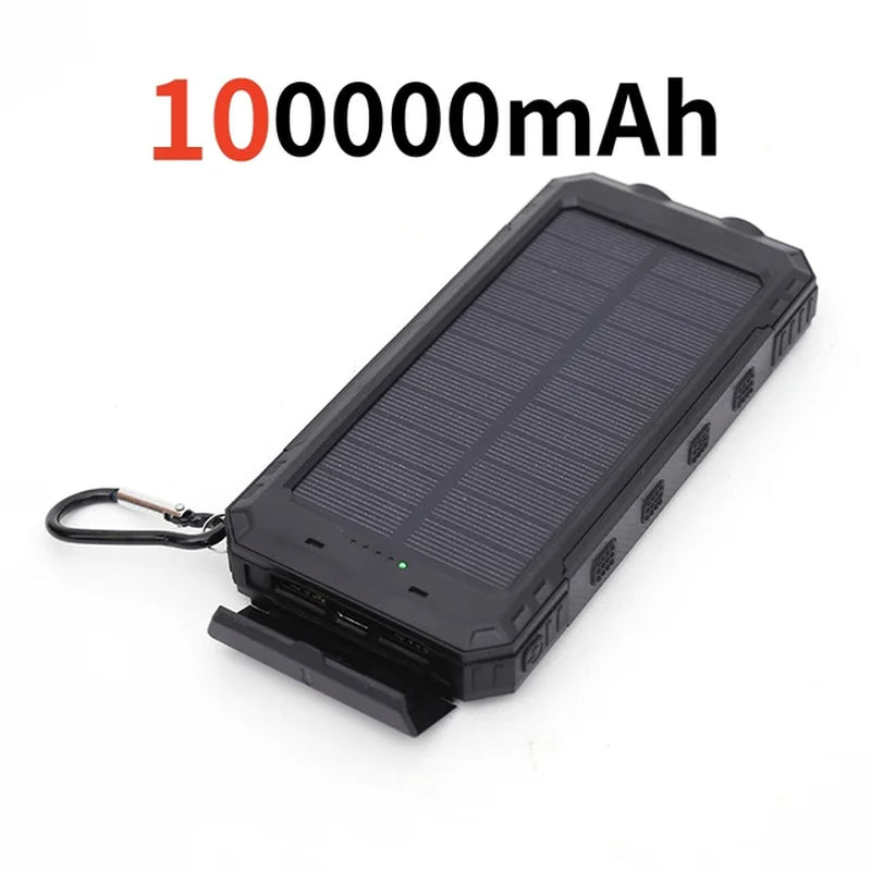 200000Mah Solar Power Bank Outdoor Wild Fishing Camping Ultra-Large Capacity Mobile Power Portable with Compass Rapid Charging ﻿ 2668south