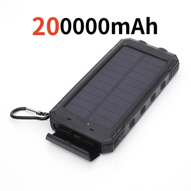 200000Mah Solar Power Bank Outdoor Wild Fishing Camping Ultra-Large Capacity Mobile Power Portable with Compass Rapid Charging ﻿ 2668south