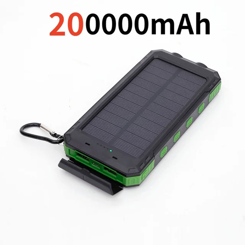 200000Mah Solar Power Bank Outdoor Wild Fishing Camping Ultra-Large Capacity Mobile Power Portable with Compass Rapid Charging ﻿ 2668south