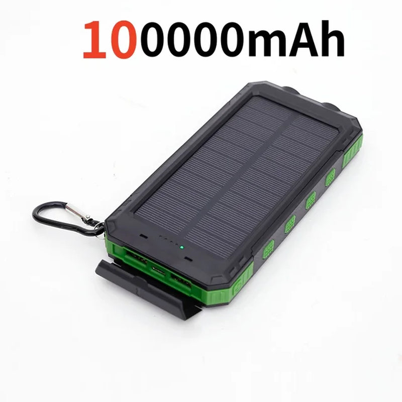 200000Mah Solar Power Bank Outdoor Wild Fishing Camping Ultra-Large Capacity Mobile Power Portable with Compass Rapid Charging ﻿ 2668south