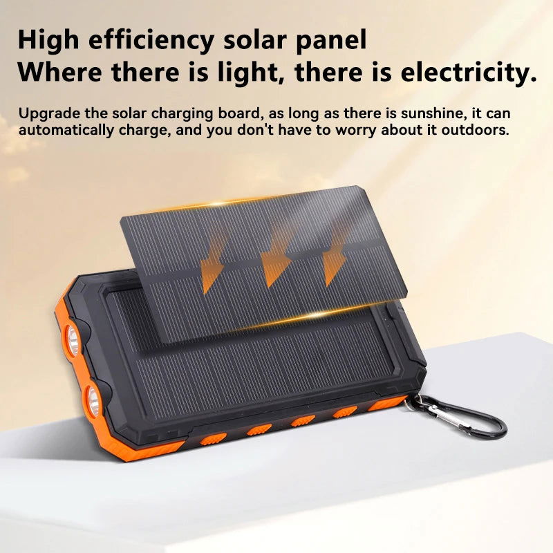 200000Mah Solar Power Bank Outdoor Wild Fishing Camping Ultra-Large Capacity Mobile Power Portable with Compass Rapid Charging ﻿ 2668south