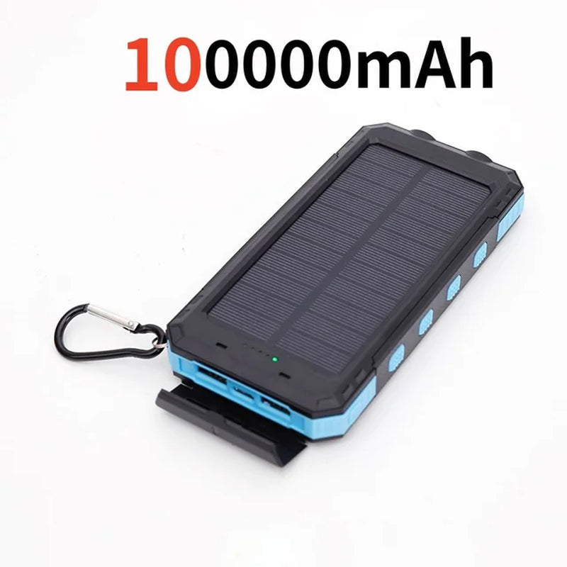 200000Mah Solar Power Bank Outdoor Wild Fishing Camping Ultra-Large Capacity Mobile Power Portable with Compass Rapid Charging ﻿ 2668south