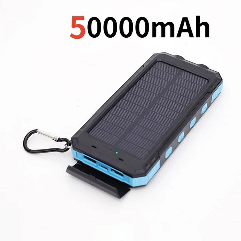 200000Mah Solar Power Bank Outdoor Wild Fishing Camping Ultra-Large Capacity Mobile Power Portable with Compass Rapid Charging ﻿ 2668south