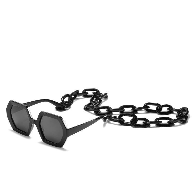 Personality Chain Sunglasses Exaggerated Octagonal Sunglasses