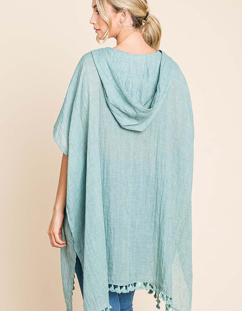 Load image into Gallery viewer, Cotton Bleu by Nu Label Tassel Hem Hooded Cover Up
