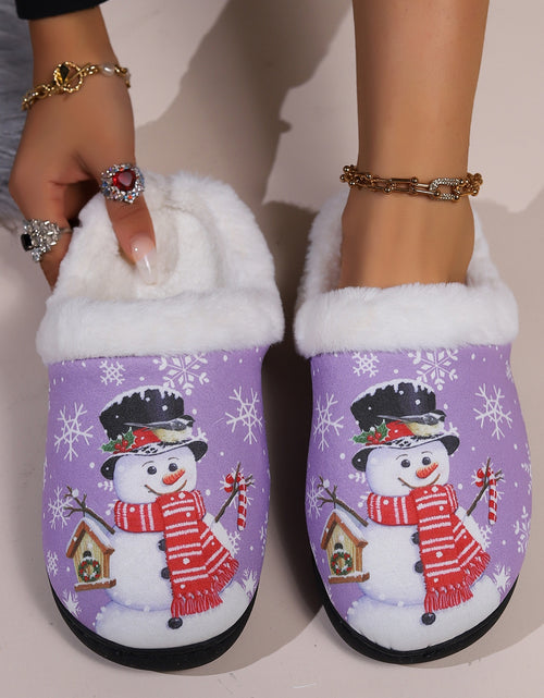 Load image into Gallery viewer, Snowman Round Toe Faux Fur Slippers
