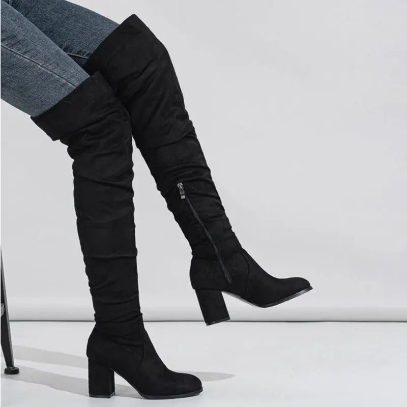 Women's Boots High-heeled Elastic Long Boots Over The Knee Boots My Store